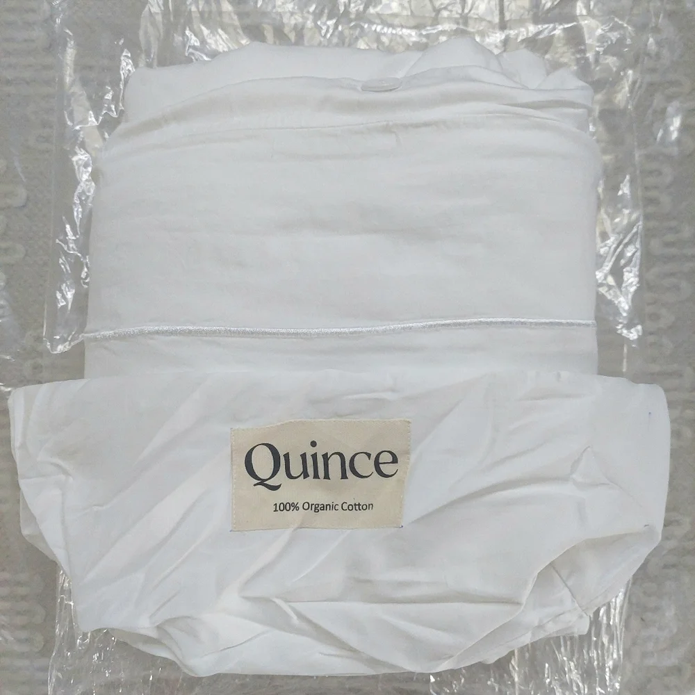 Quince 100% Organic Sateen White Embroidered Cotton White Duvet Cover! King(112)